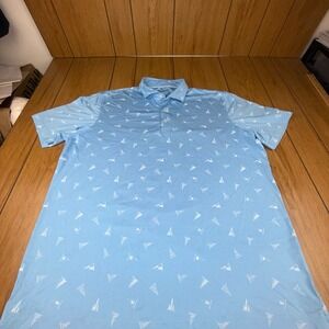Johnnie-O XL Golf Polo Shirt Blue‎ Sailboat Print GRESCO Embroidered